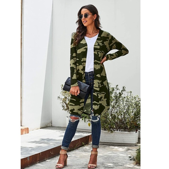 NWT Long Sleeve Camo Print Open Front Cardigan - Picture 7 of 7